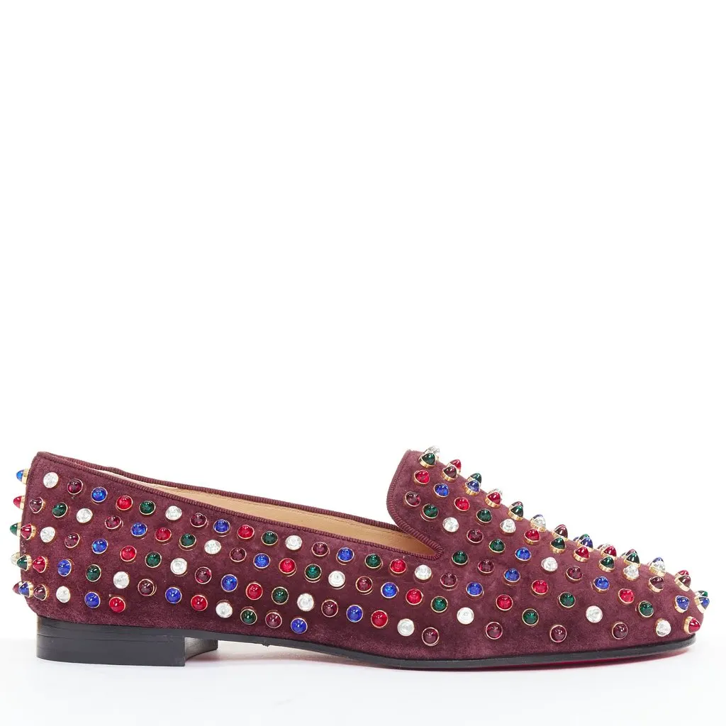 Christian Louboutin Burgundy Suede Lace ups Burgundy Suede Very good - Back View