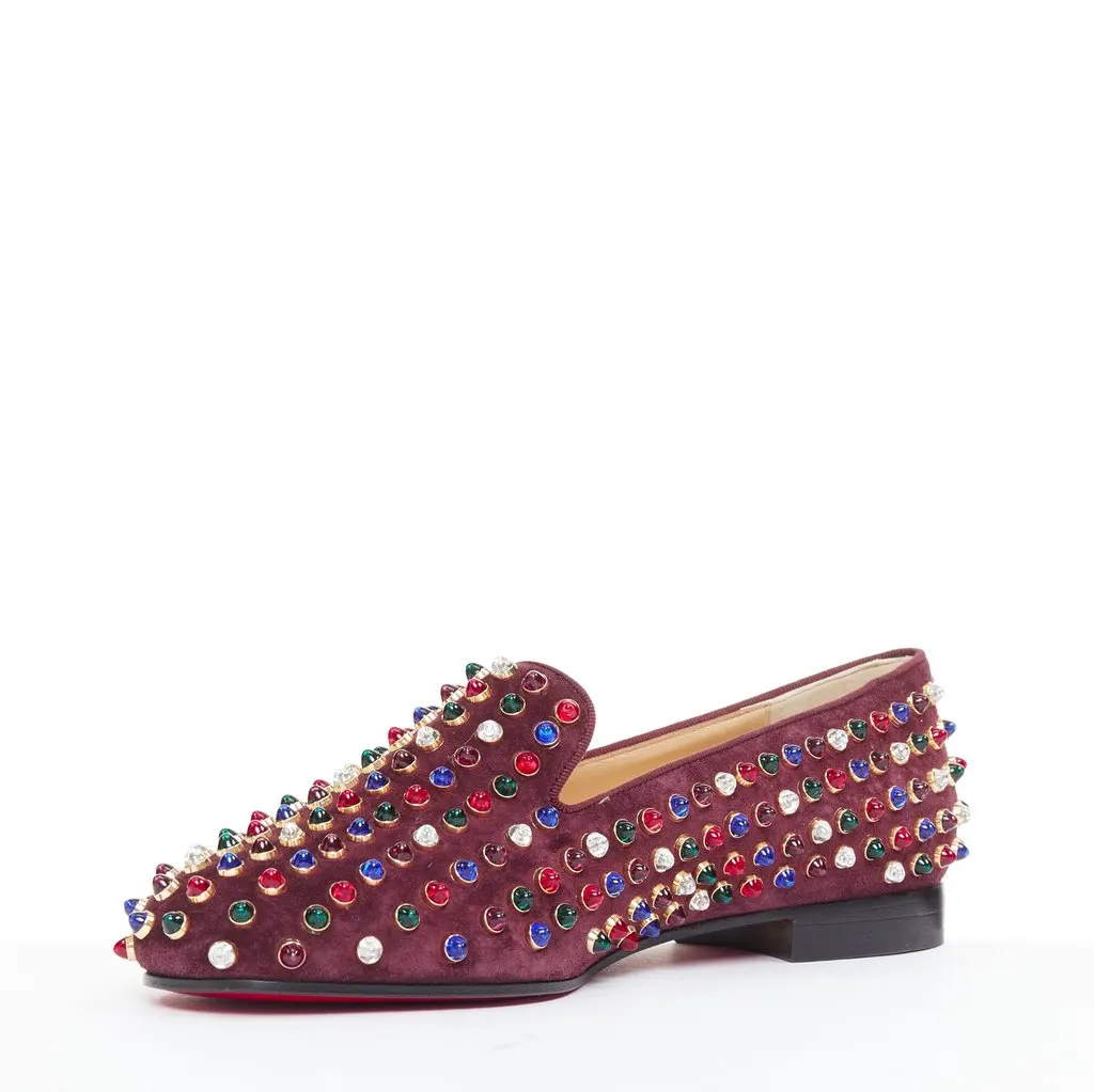 Christian Louboutin Burgundy Suede Lace ups Burgundy Suede Very good - Model View
