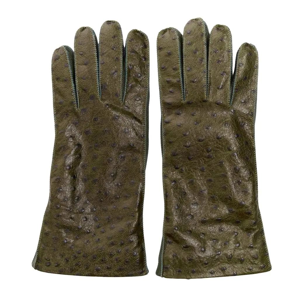 Bottega Veneta Green Leather Gloves Green Leather Very good - Front View