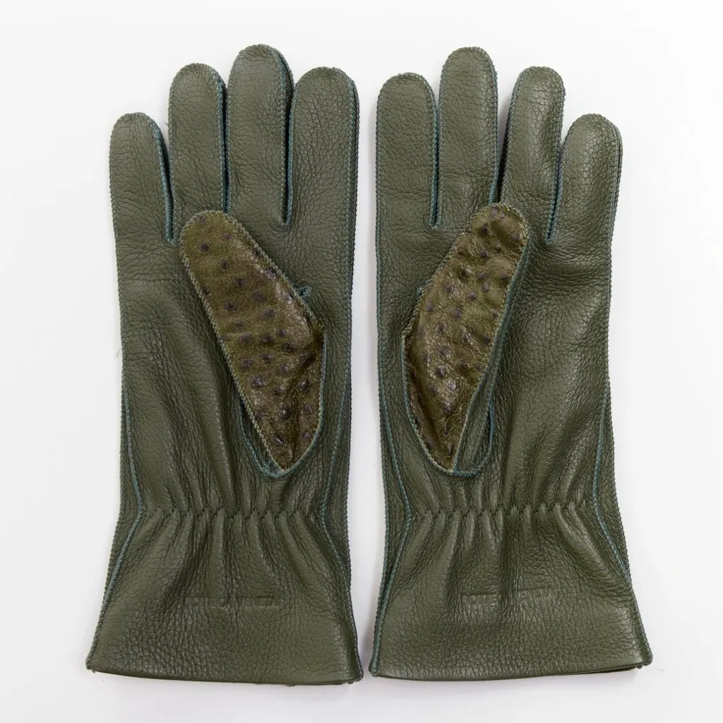 Bottega Veneta Green Leather Gloves Green Leather Very good - Back View