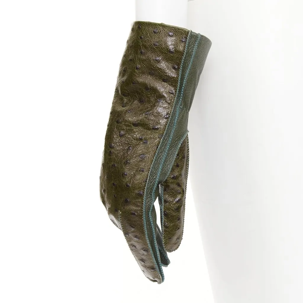 Bottega Veneta Green Leather Gloves Green Leather Very good - Inside View