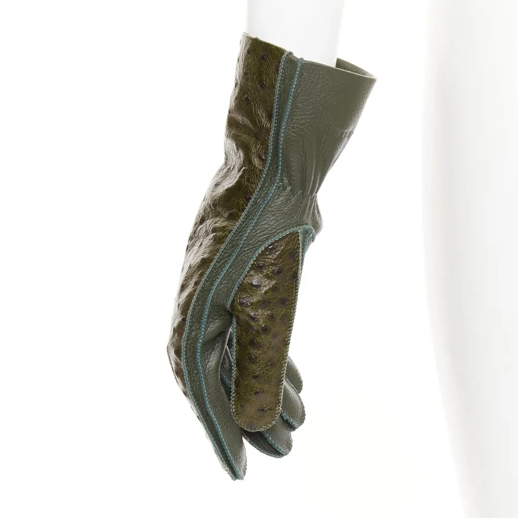 Bottega Veneta Green Leather Gloves Green Leather Very good - Box View