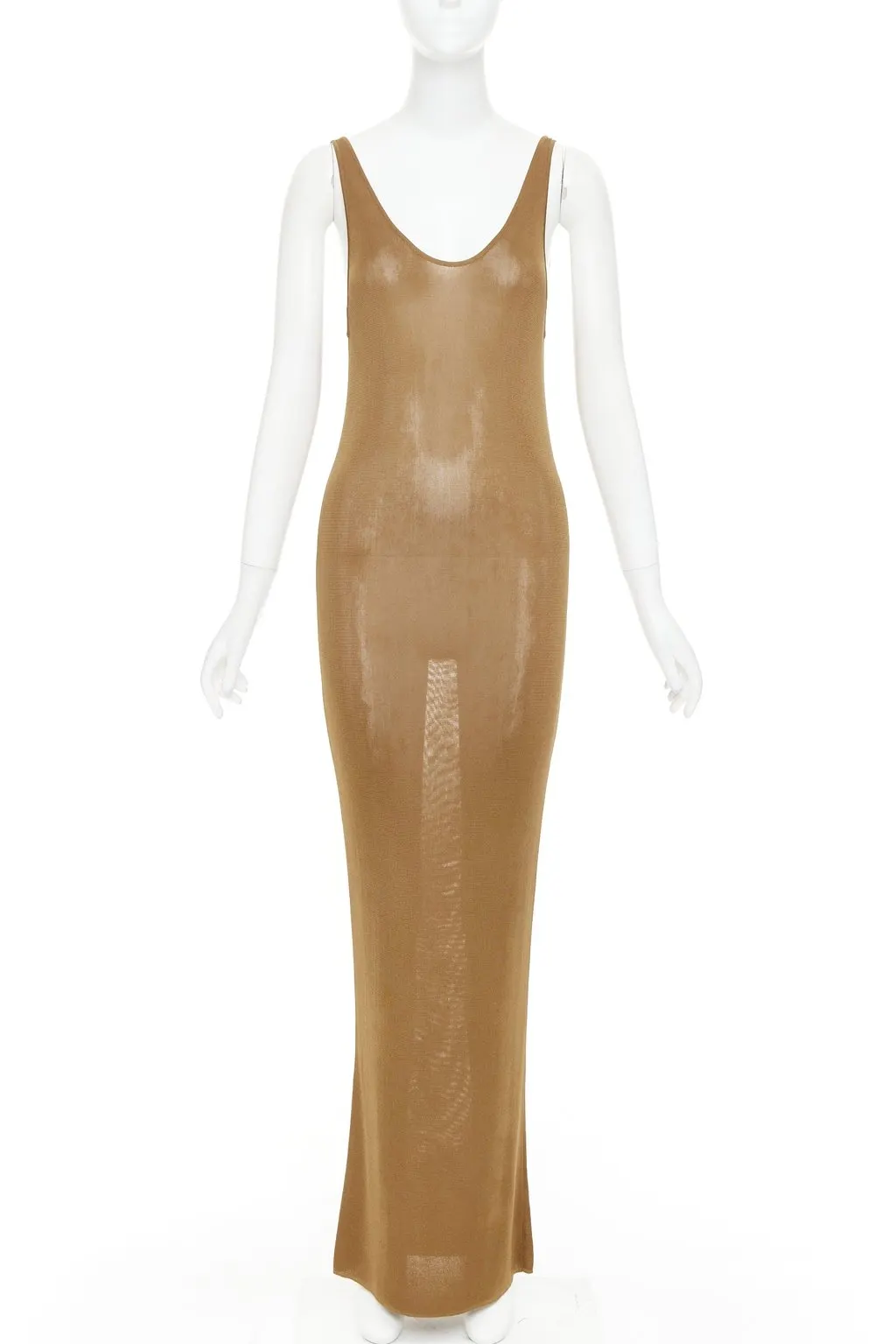 Saint Laurent Brown Viscose Dress Brown Viscose Never worn, with tag - Front View