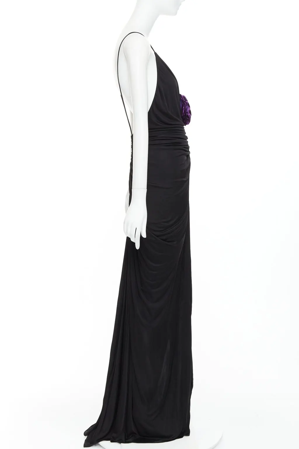 Saint Laurent Black Viscose Dress Black Viscose Never worn - Model View