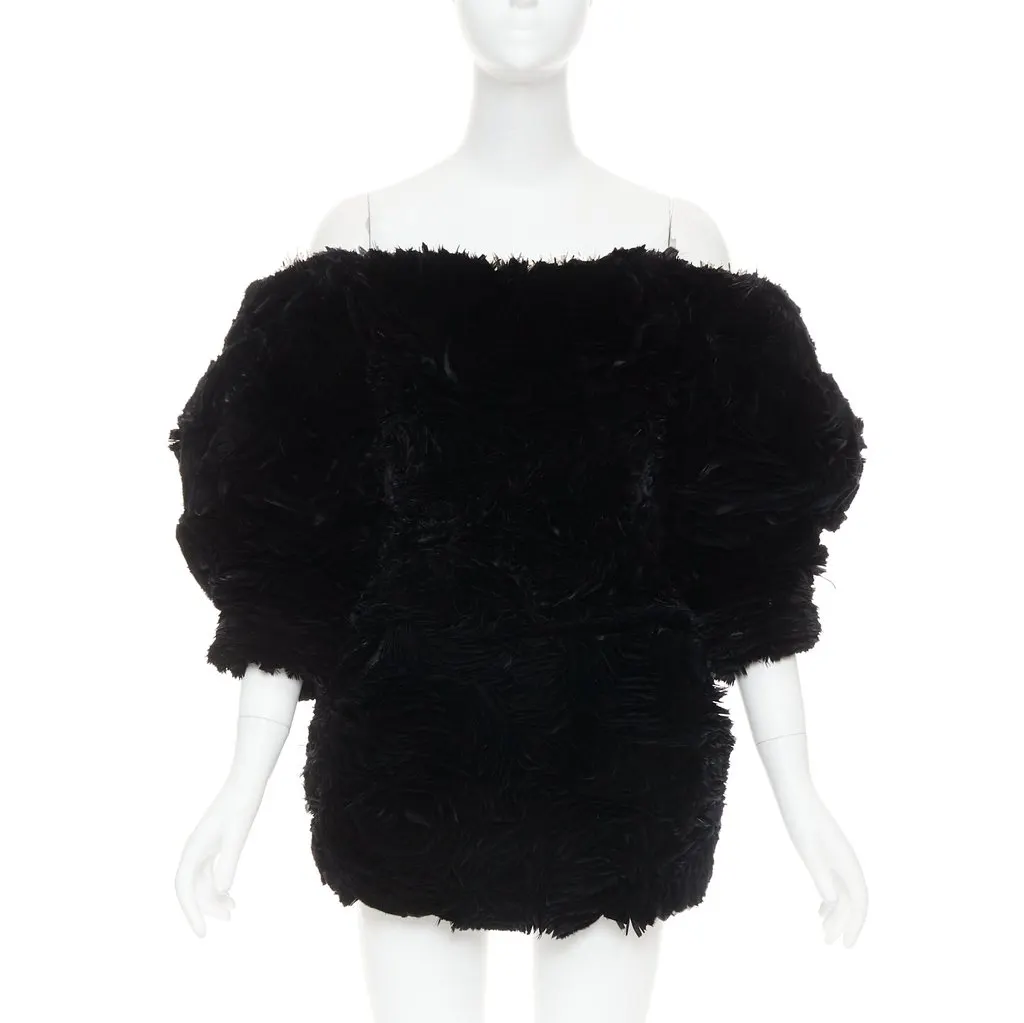 Alexandre Vauthier Black Fur Dress Black Fur Very good - Front View