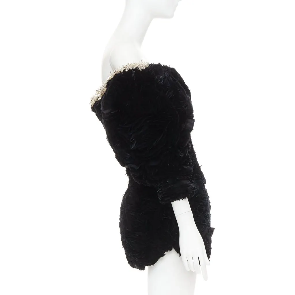 Alexandre Vauthier Black Fur Dress Black Fur Very good - Model View
