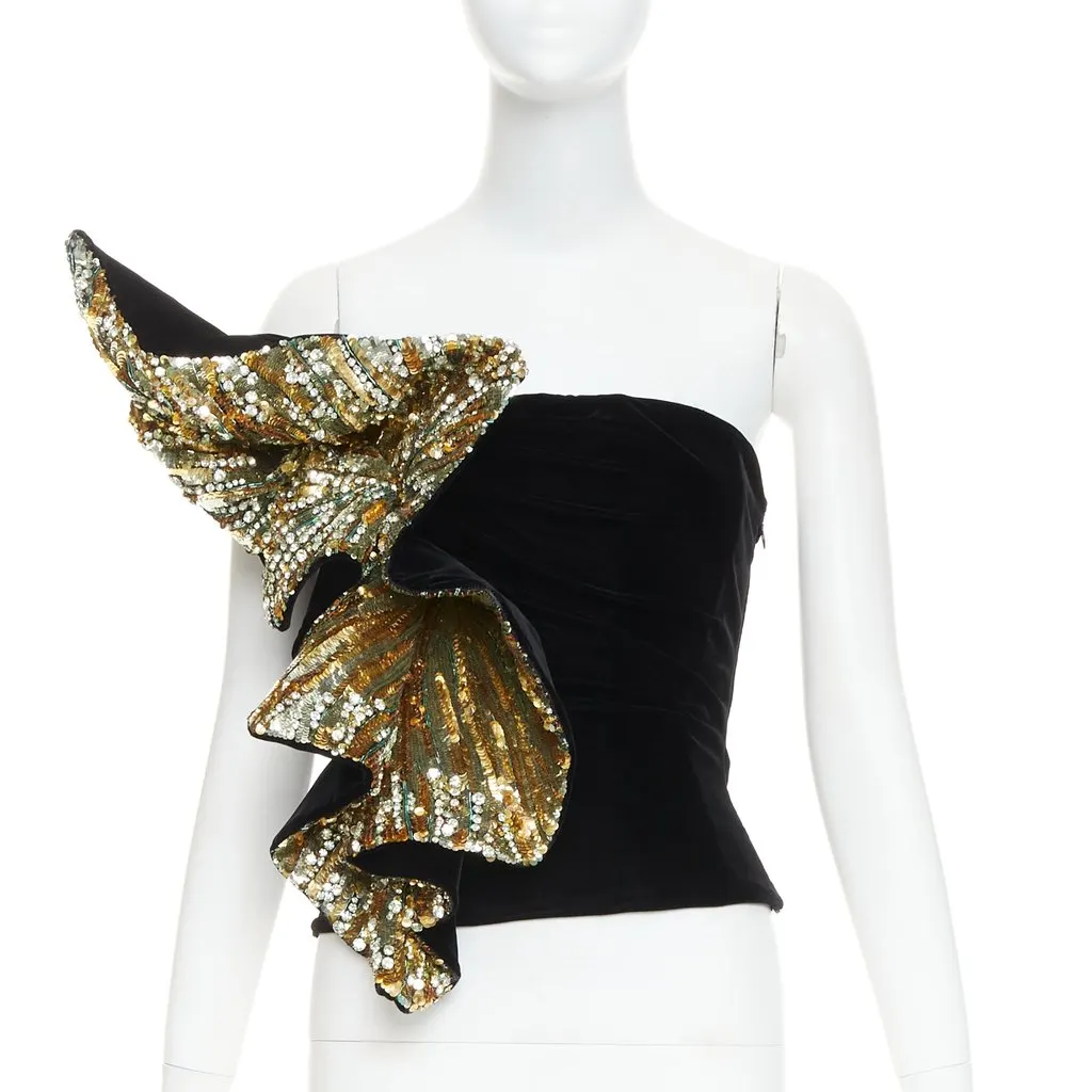 Alexandre Vauthier Black Velvet Top Black Velvet Very good - Front View
