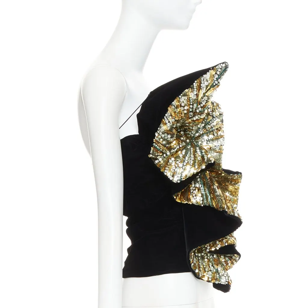 Alexandre Vauthier Black Velvet Top Black Velvet Very good - Model View