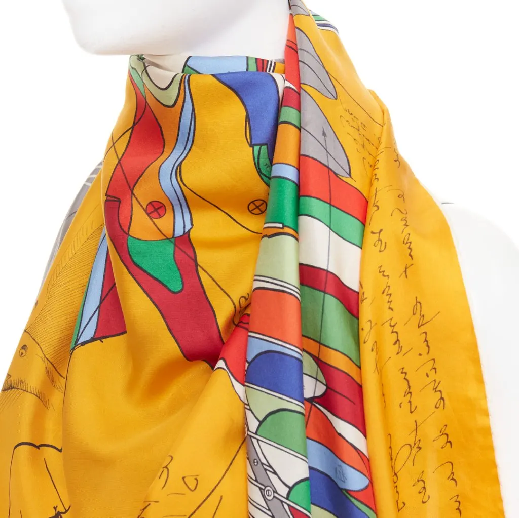 Hermès Della Cavalleria Favolosa 140 Yellow Silk Very good - Back View