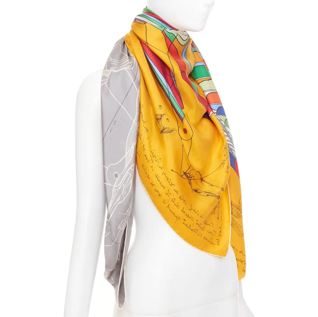 Hermès Della Cavalleria Favolosa 140 Yellow Silk Very good - Inside View