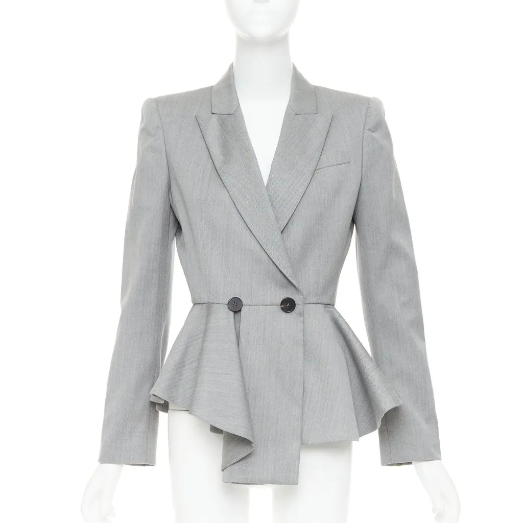 Alexander McQueen Grey Wool Jacket Grey Wool Very good - Front View