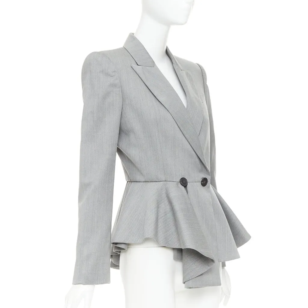 Alexander McQueen Grey Wool Jacket Grey Wool Very good - Model View