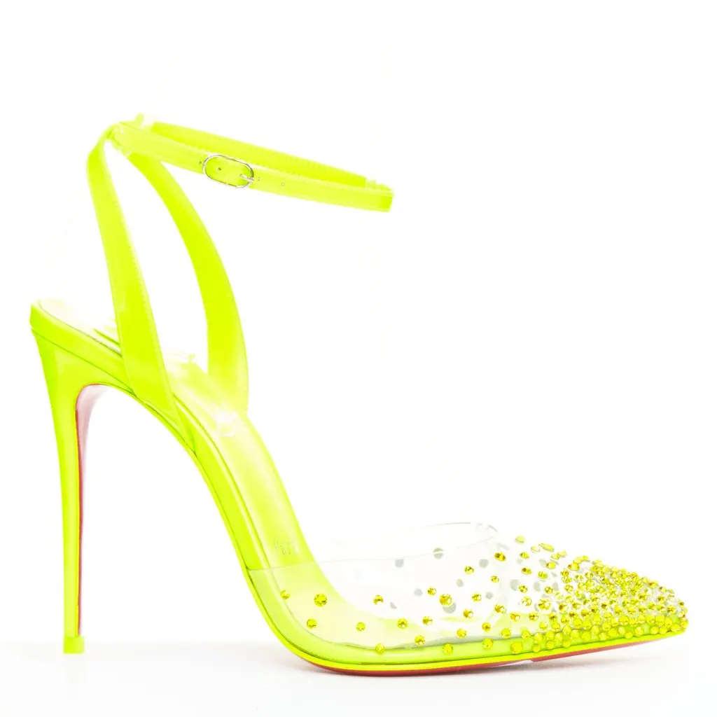 Christian Louboutin Spikaqueen 100 Yellow Plastic Very good - Front View
