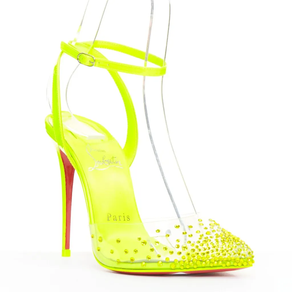 Christian Louboutin Spikaqueen 100 Yellow Plastic Very good - Back View