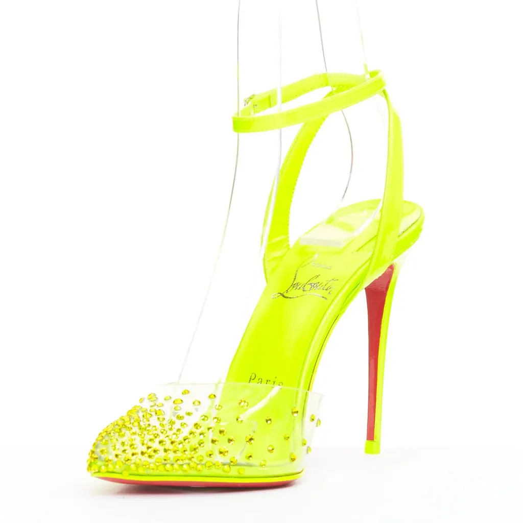 Christian Louboutin Spikaqueen 100 Yellow Plastic Very good - Model View
