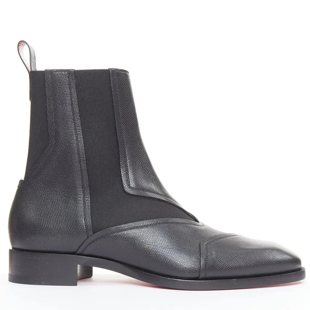 Christian Louboutin Boabi Chelsea Flat Calf Petit Grain Black Leather Never worn - Front View