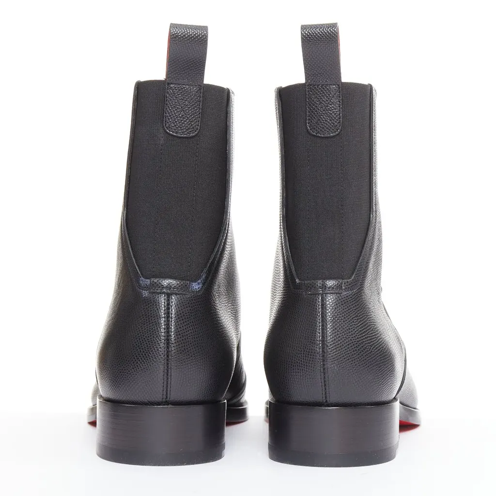 Christian Louboutin Boabi Chelsea Flat Calf Petit Grain Black Leather Never worn - Box View