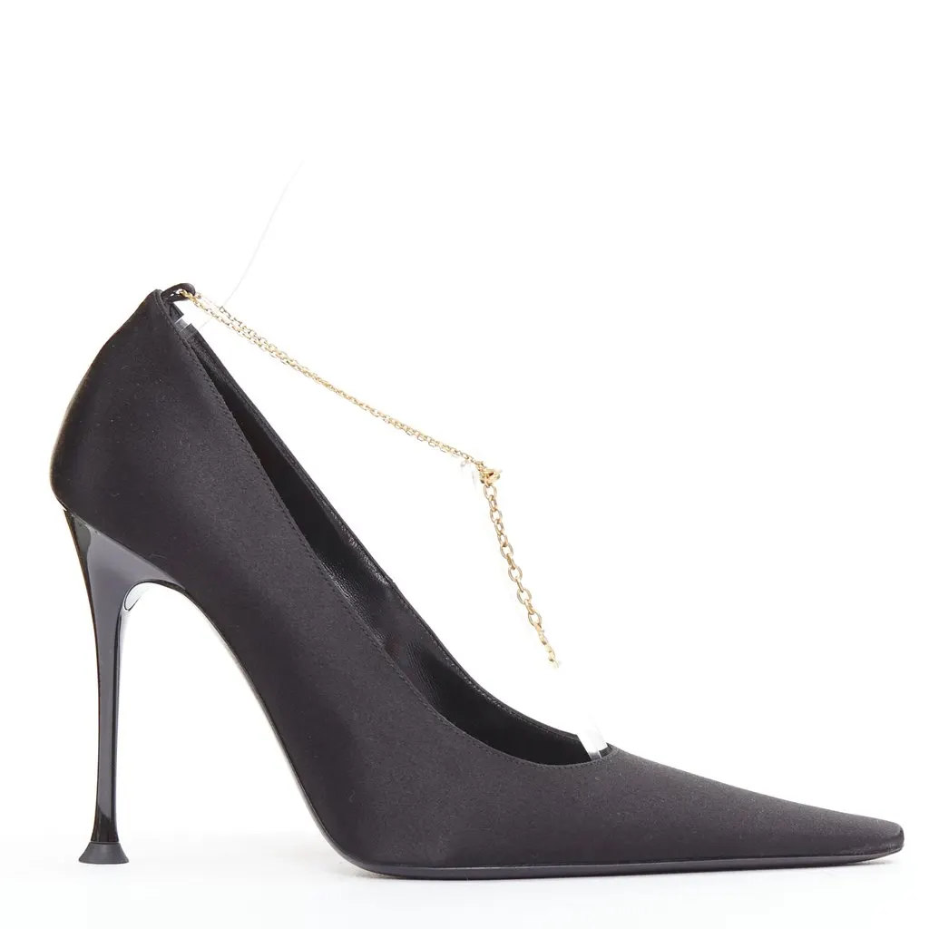 Saint Laurent Black Silk Heels Black Silk Very good - Front View