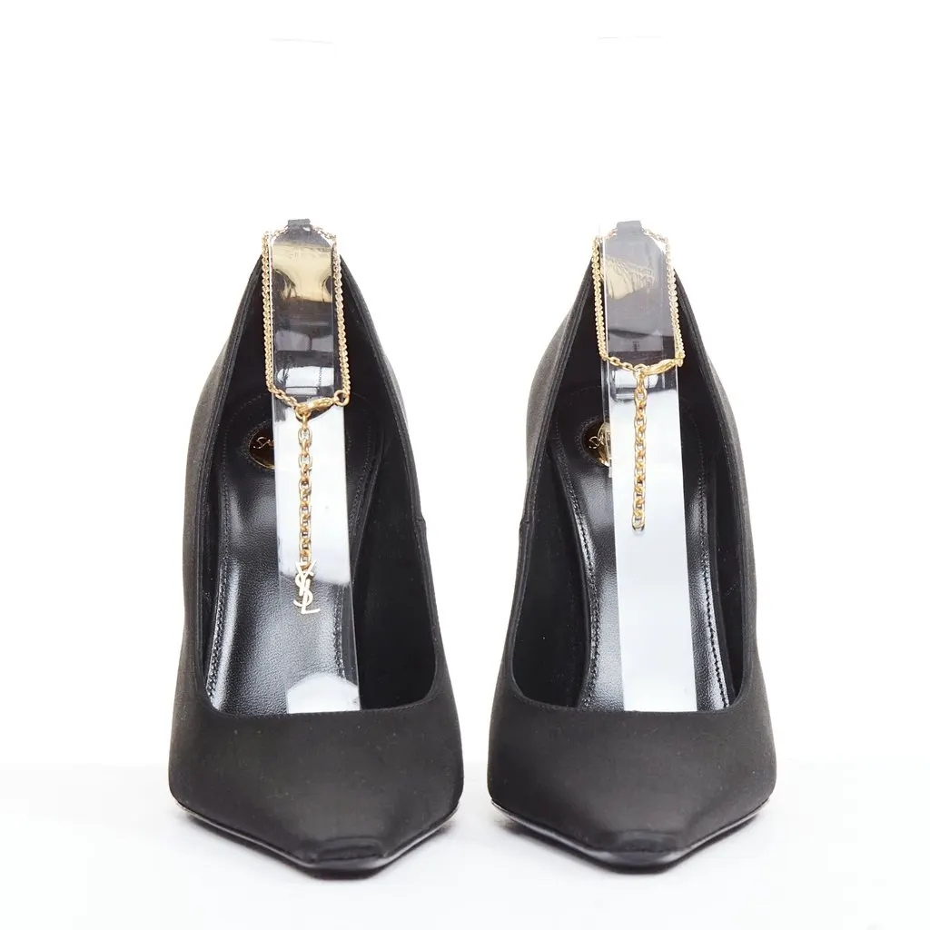 Saint Laurent Black Silk Heels Black Silk Very good - Inside View
