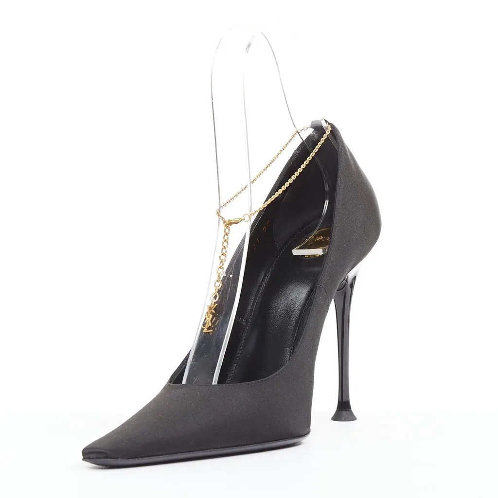 Saint Laurent Black Silk Heels Black Silk Very good - Model View