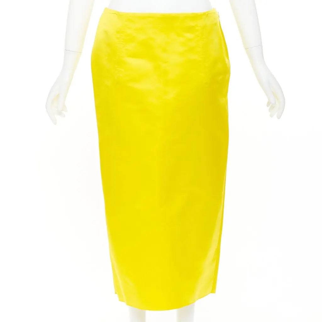Prada Yellow Silk Skirt Yellow Silk Very good - Back View