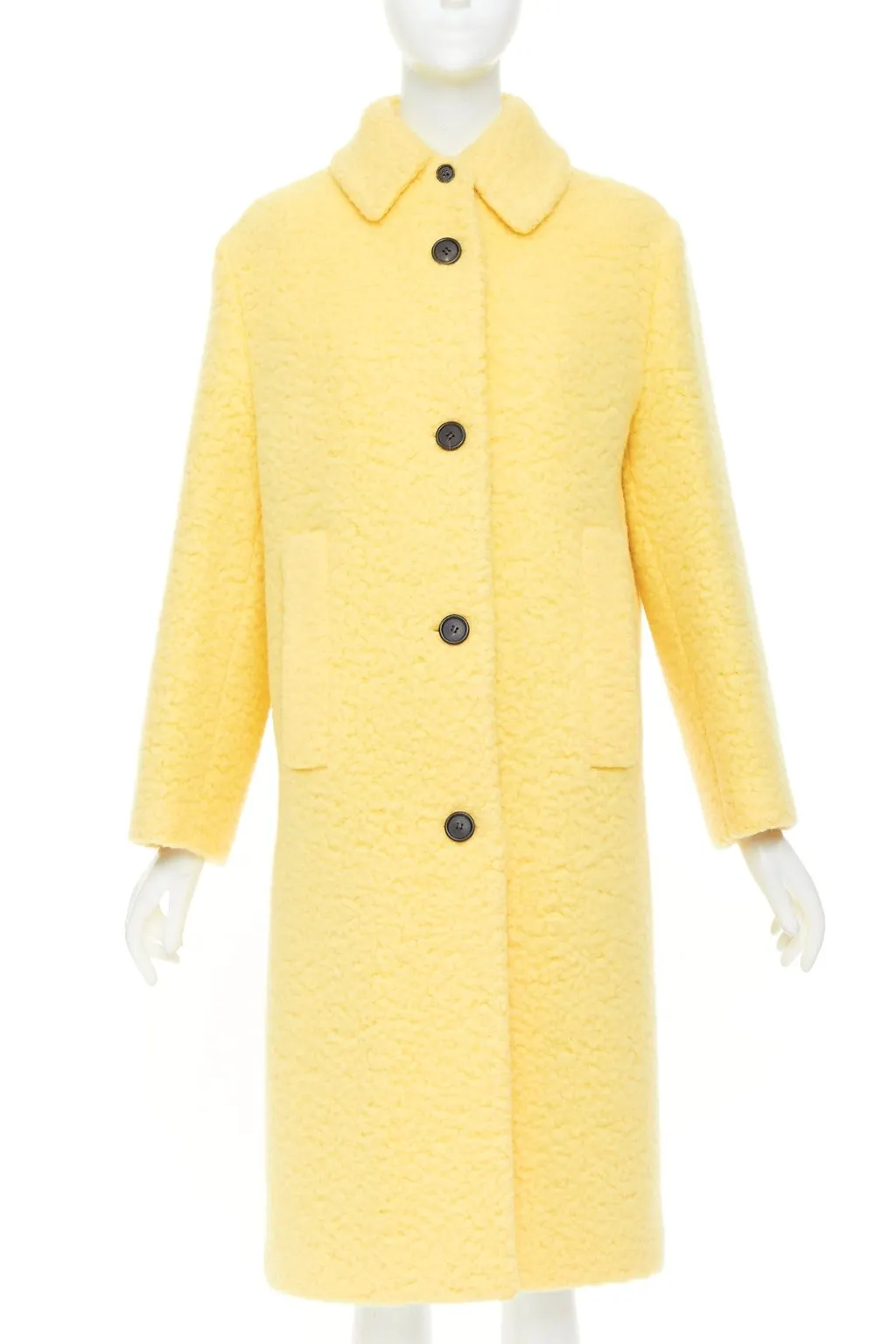 Prada Yellow Wool Coat Yellow Wool Never worn, with tag - Front View