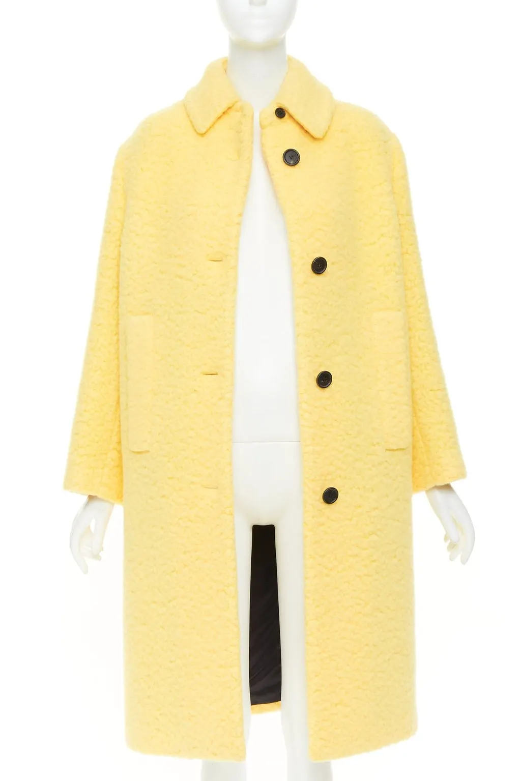Prada Yellow Wool Coat Yellow Wool Never worn, with tag - Inside View