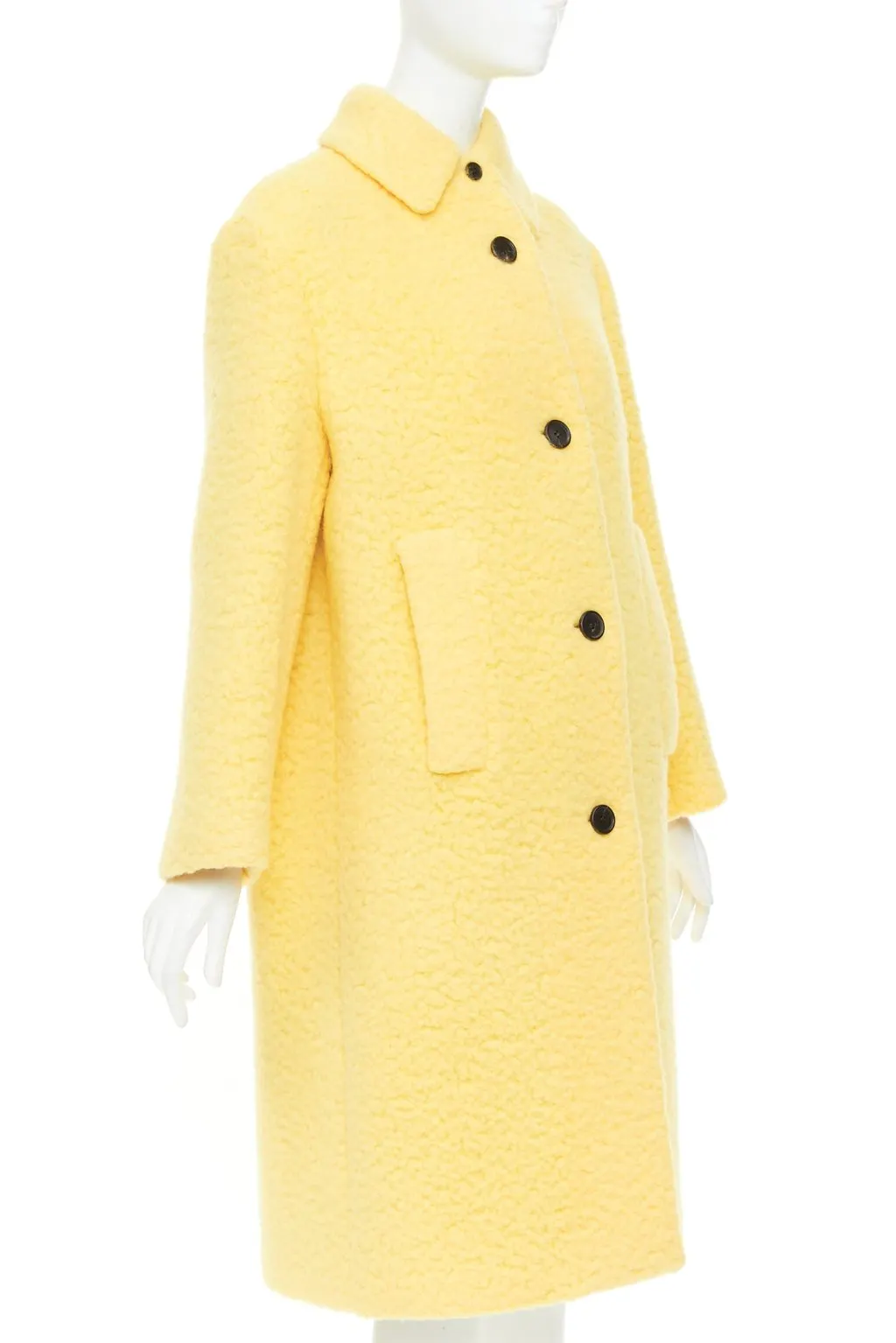 Prada Yellow Wool Coat Yellow Wool Never worn, with tag - Model View