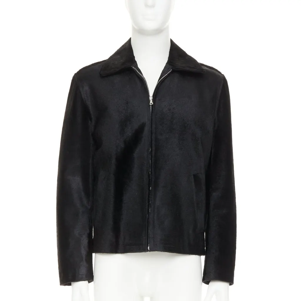 Prada Black Leather Coat Black Leather Good - Front View