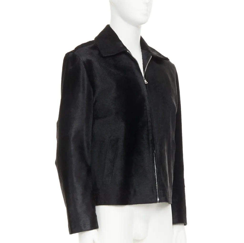Prada Black Leather Coat Black Leather Good - Model View