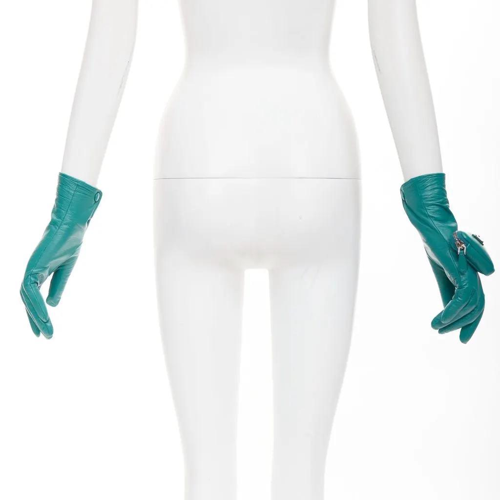 Prada Turquoise Leather Gloves Turquoise Leather Never worn, with tag - Box View