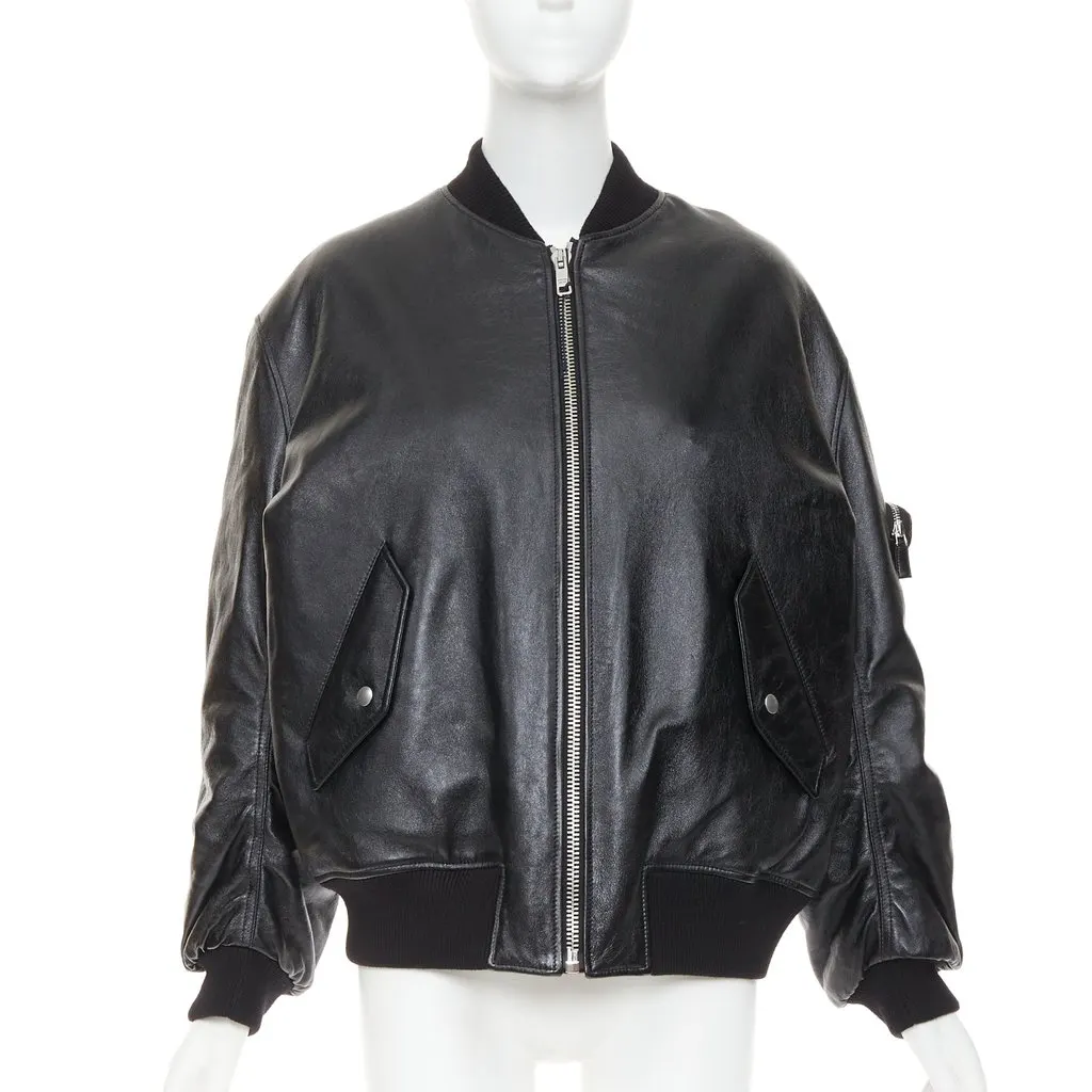 Prada Black Leather Coat Black Leather Never worn, with tag - Front View