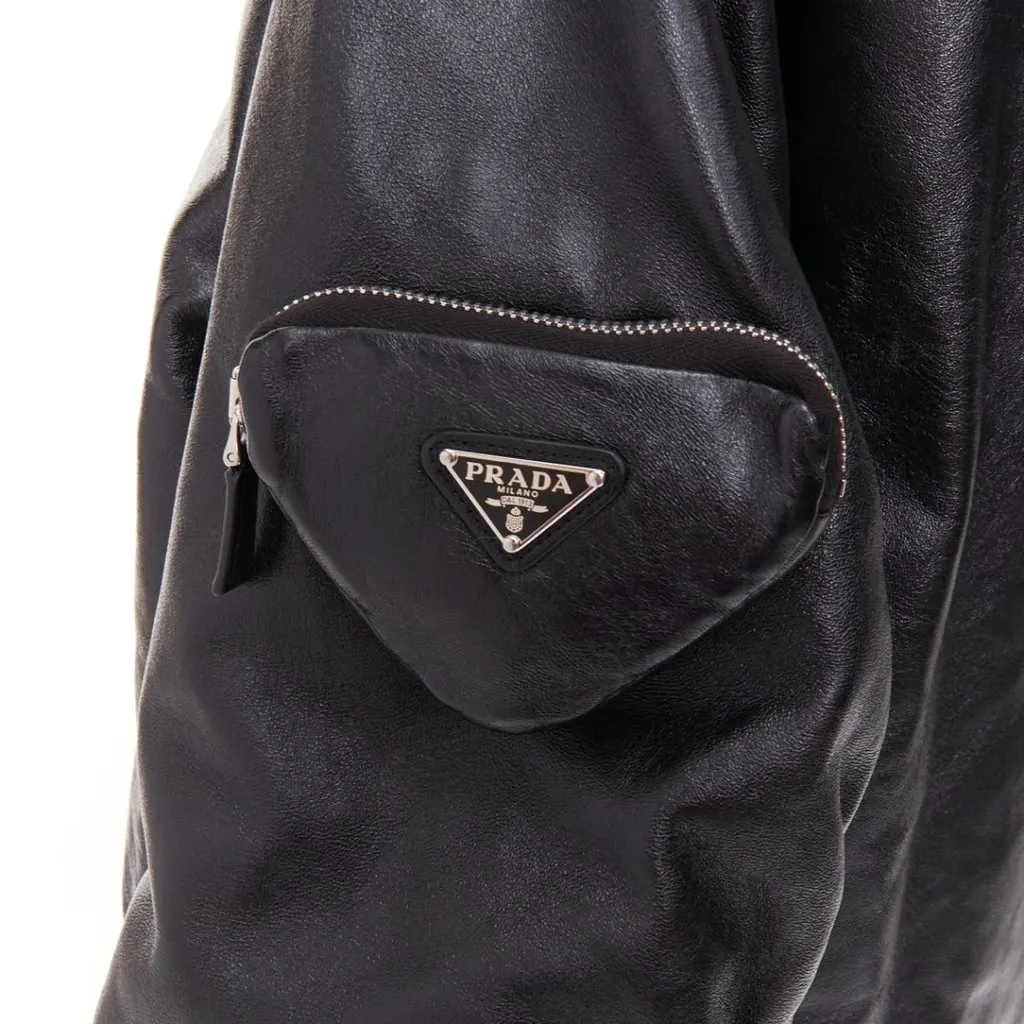Prada Black Leather Coat Black Leather Never worn, with tag - Back View