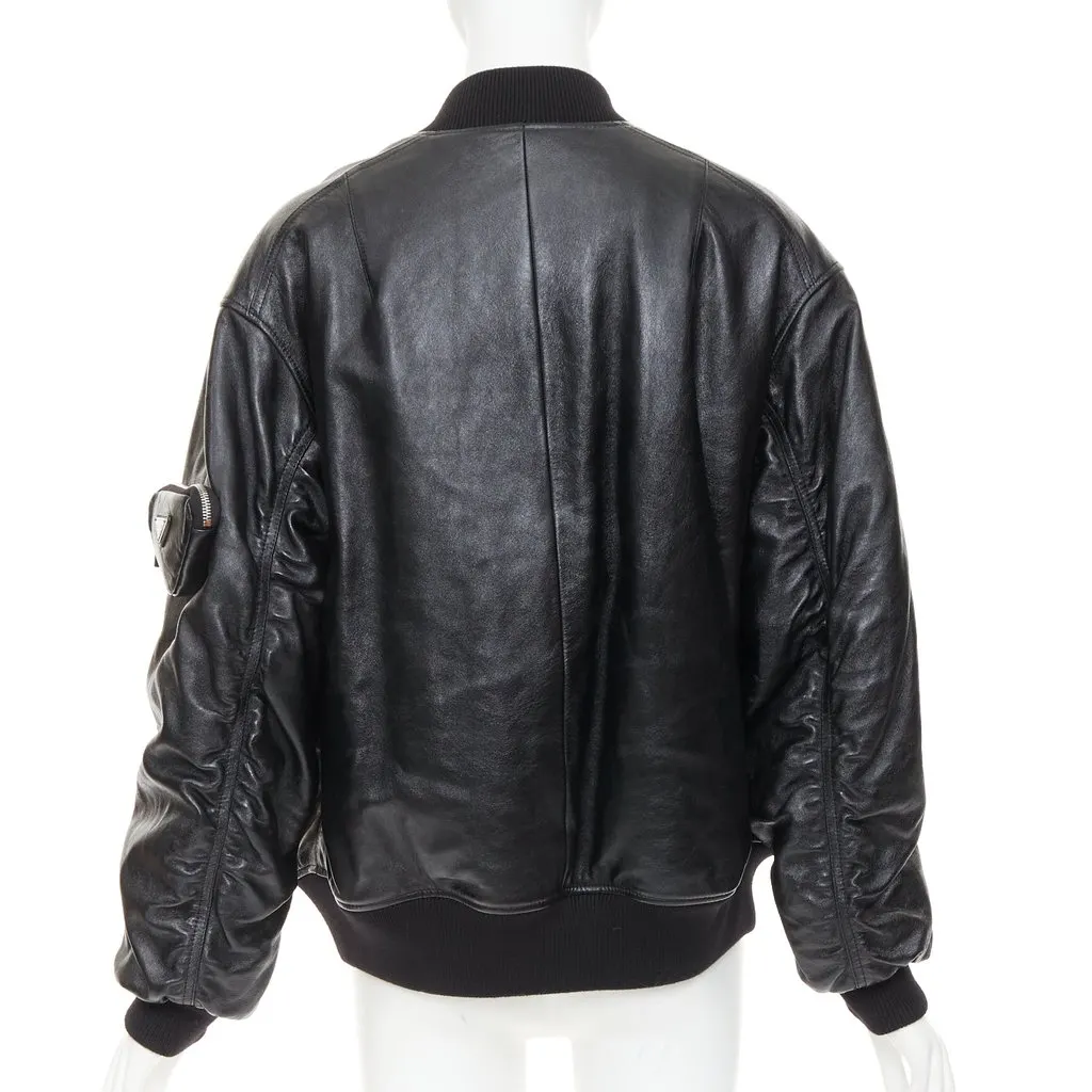 Prada Black Leather Coat Black Leather Never worn, with tag - Box View