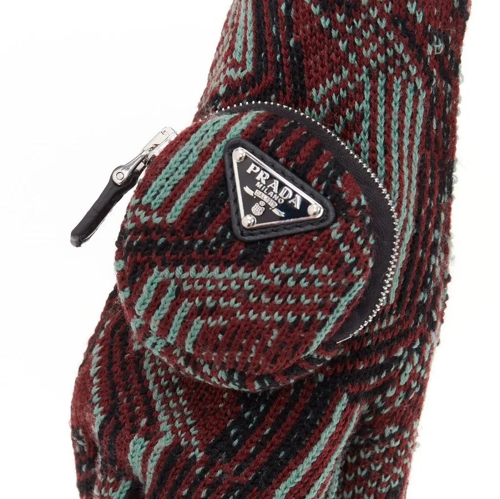 Prada Burgundy Wool Gloves Burgundy Wool Never worn, with tag - Back View