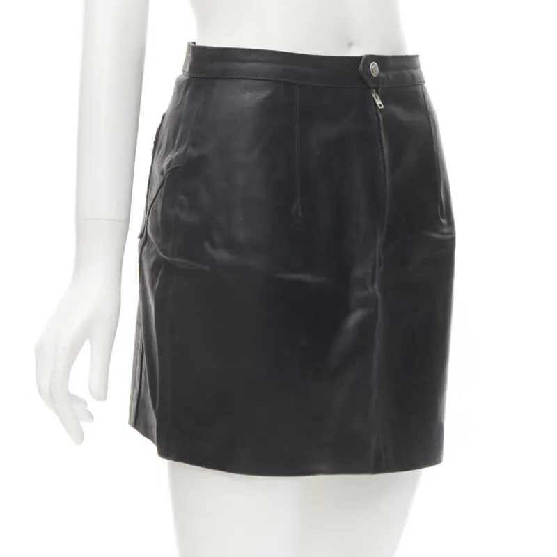 Versace Jeans Couture Medusa Zip Skirt Black Leather Fair - Inside View