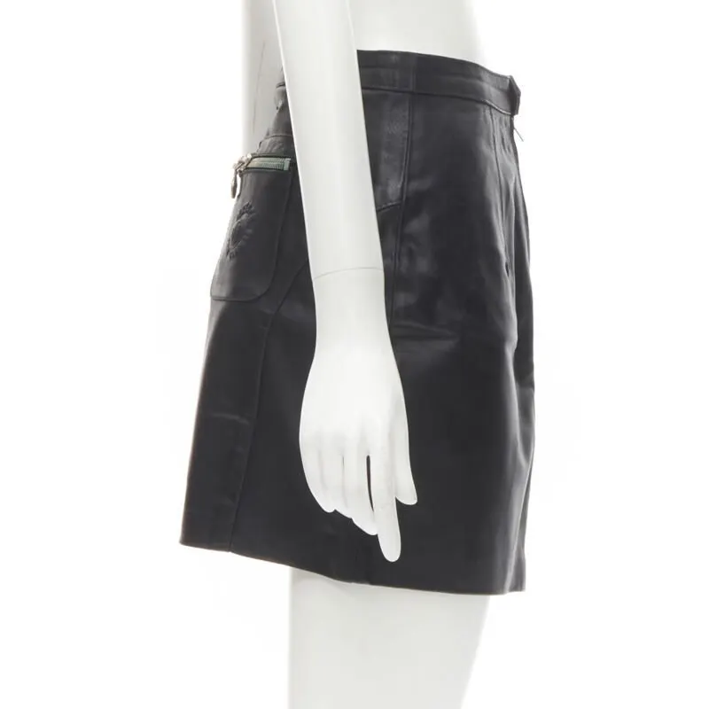 Versace Jeans Couture Medusa Zip Skirt Black Leather Fair - Model View