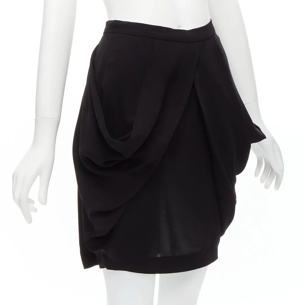 Miu Miu Tulip Mini Skirt Black Silk Never worn - Inside View