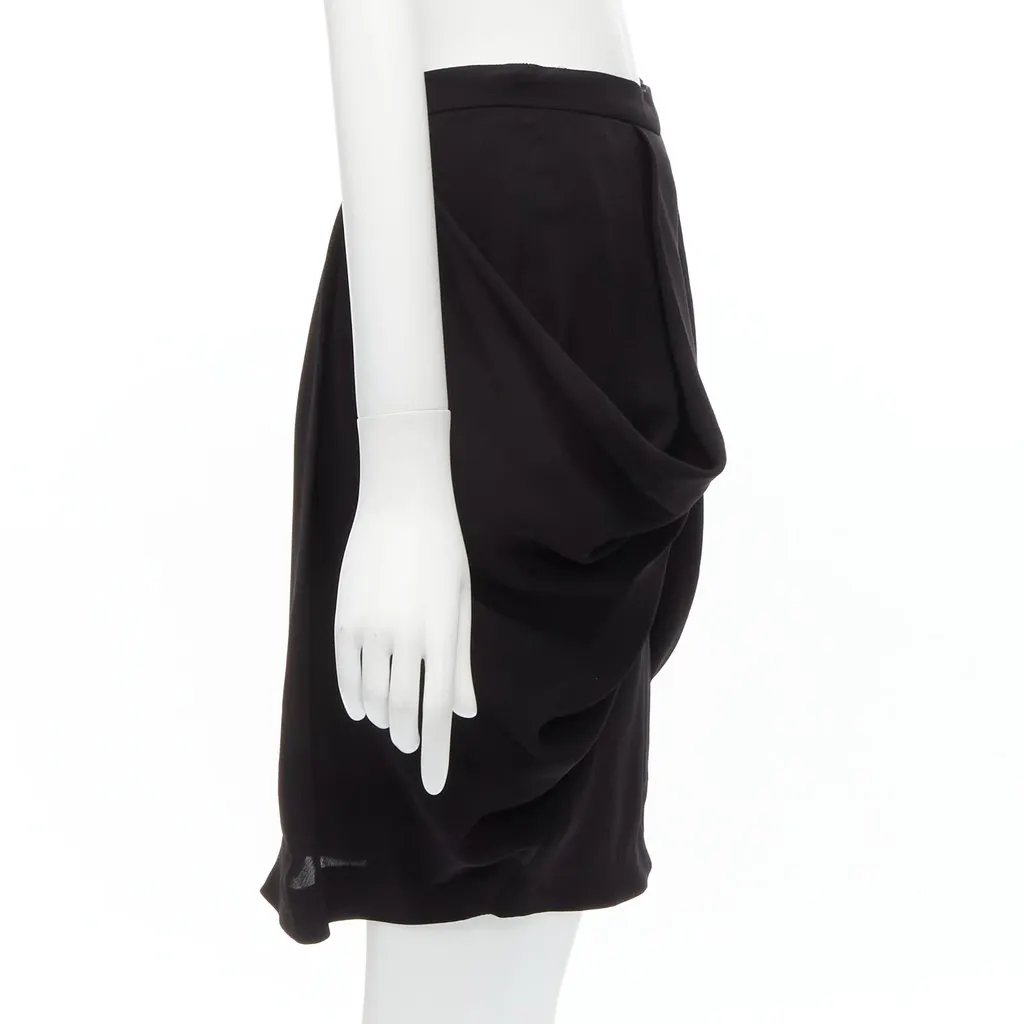 Miu Miu Tulip Mini Skirt Black Silk Never worn - Model View