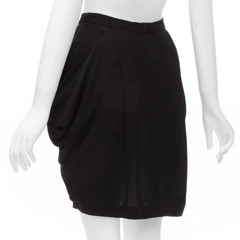 Miu Miu Tulip Mini Skirt Black Silk Never worn - Box View