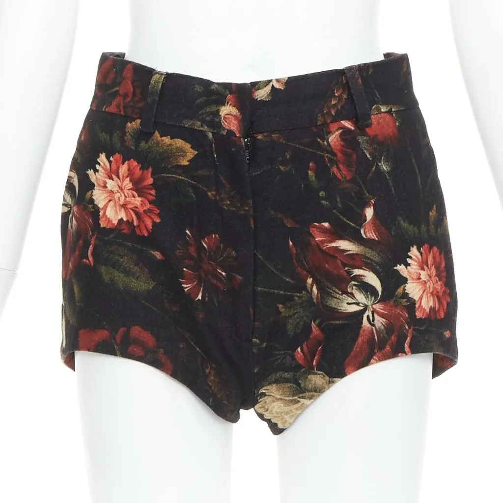 Givenchy Peony Floral Shorts Black Wool Very good - Front View