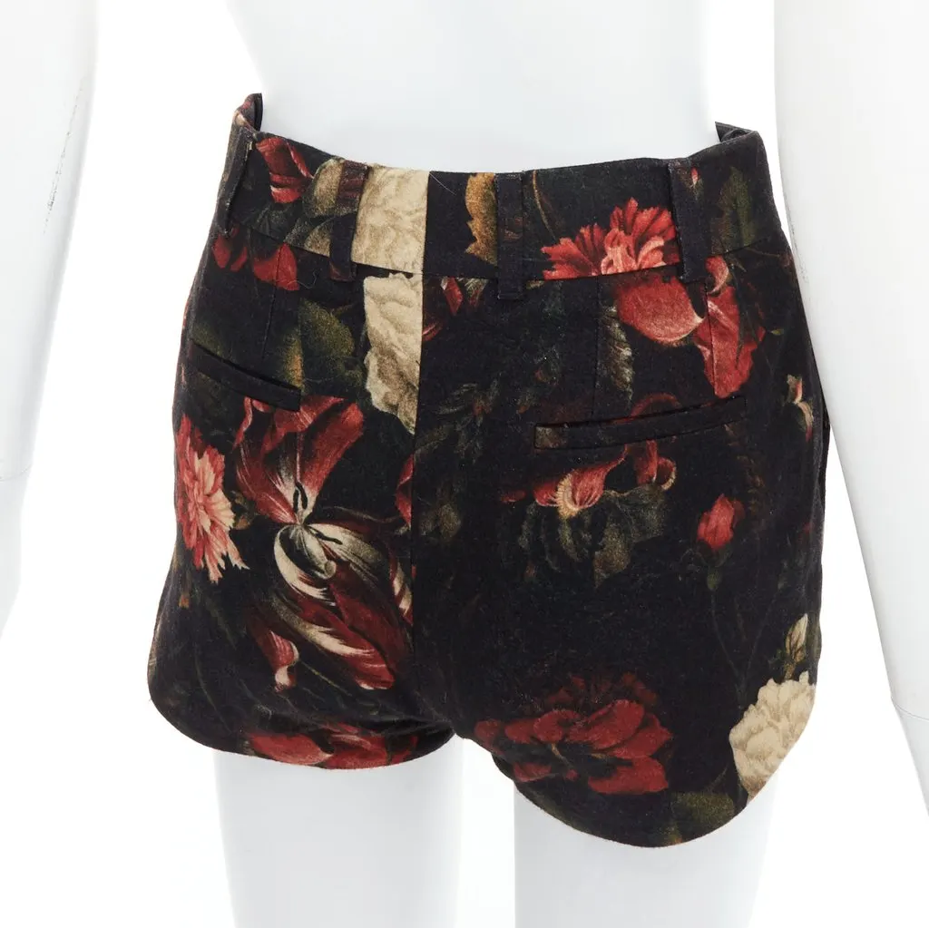 Givenchy Peony Floral Shorts Black Wool Very good - Back View
