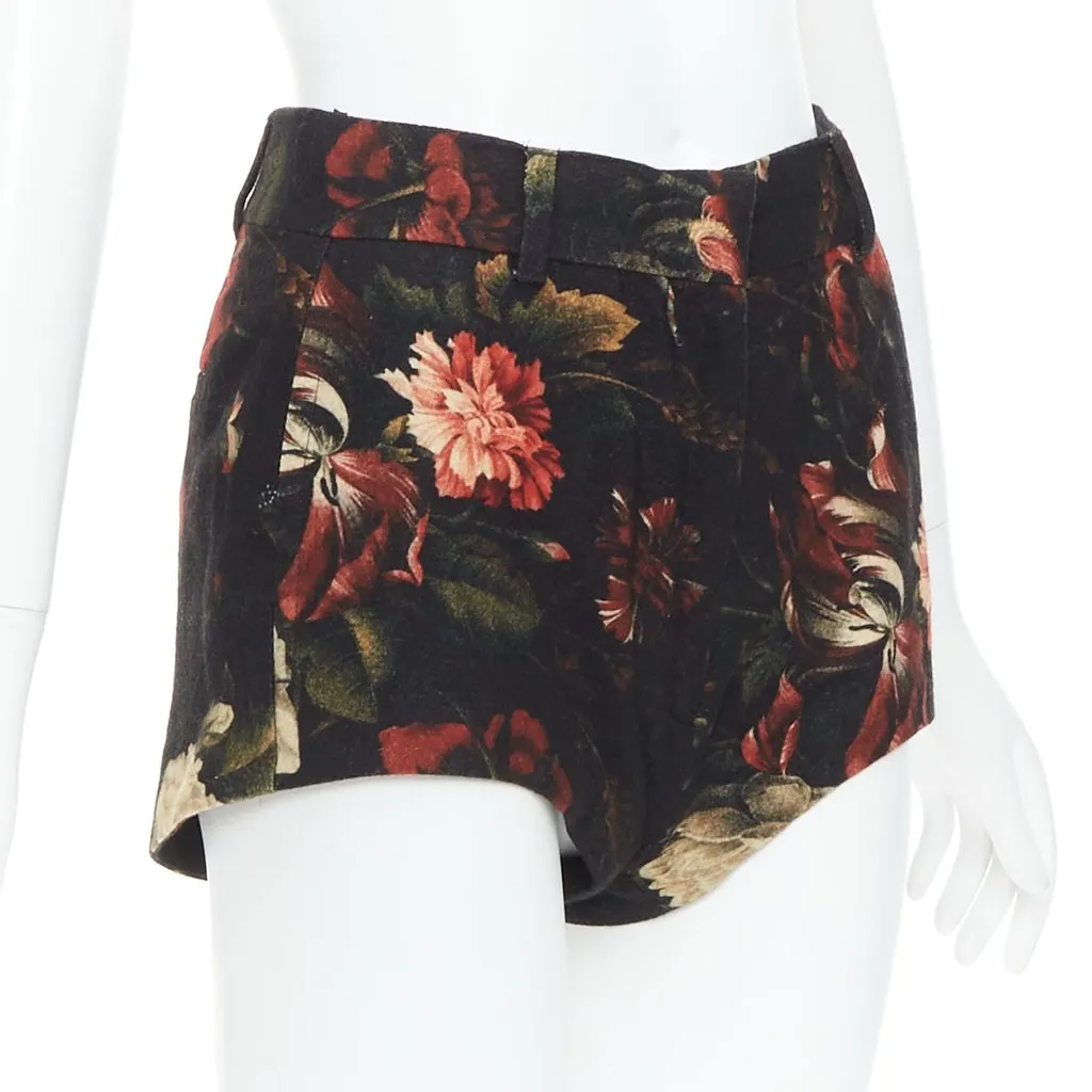Givenchy Peony Floral Shorts Black Wool Very good - Inside View
