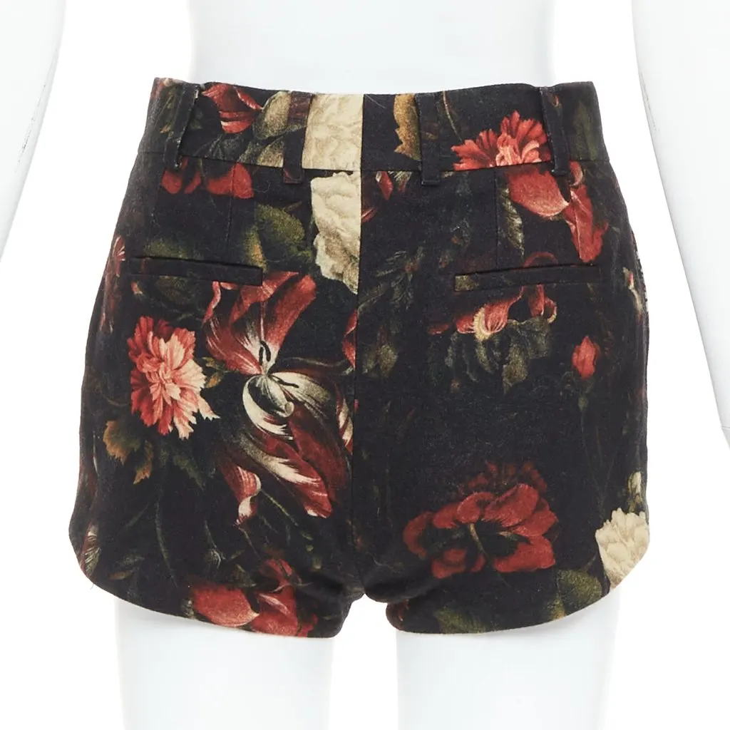 Givenchy Peony Floral Shorts Black Wool Very good - Box View