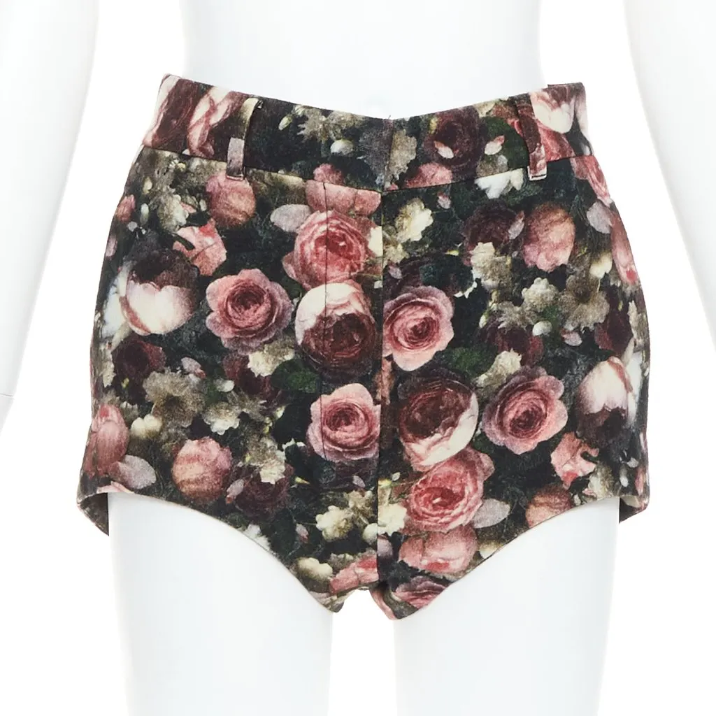 Givenchy Rose Floral Shorts Black Wool Very good - Front View