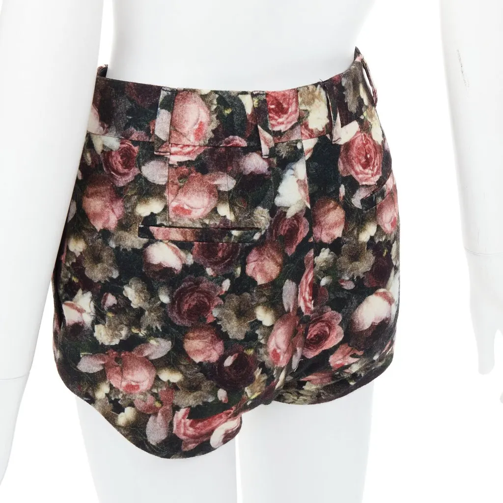 Givenchy Rose Floral Shorts Black Wool Very good - Back View