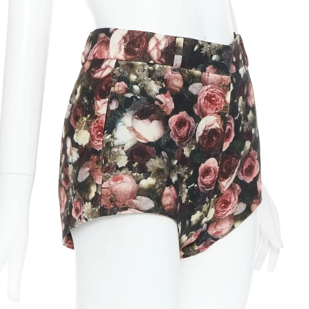 Givenchy Rose Floral Shorts Black Wool Very good - Inside View