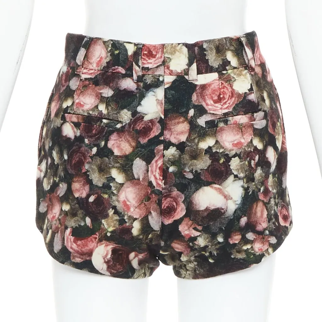 Givenchy Rose Floral Shorts Black Wool Very good - Box View