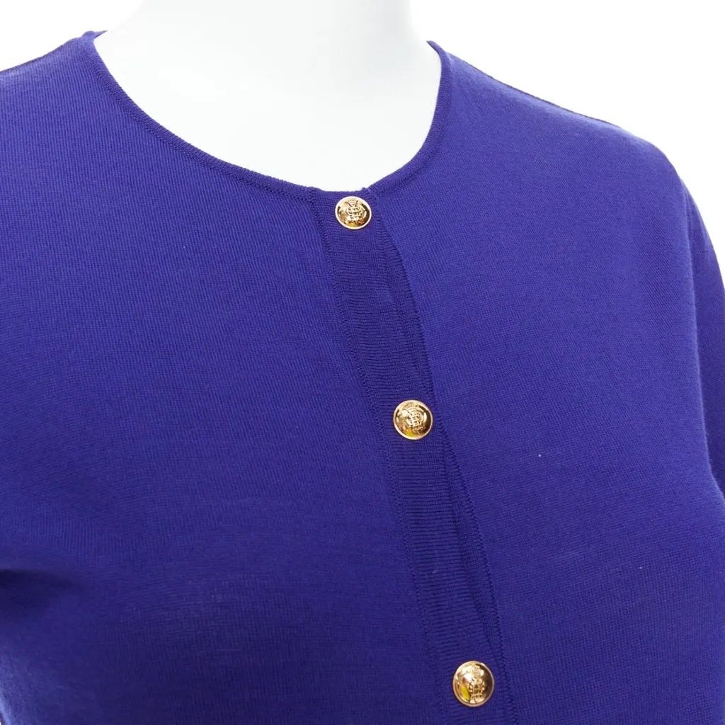 Emilio Pucci Floral Lace Cardigan Blue Wool Very good - Back View