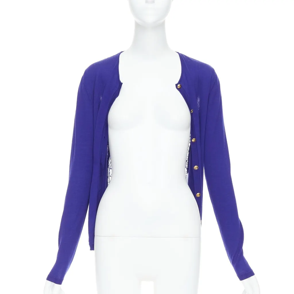 Emilio Pucci Floral Lace Cardigan Blue Wool Very good - Model View